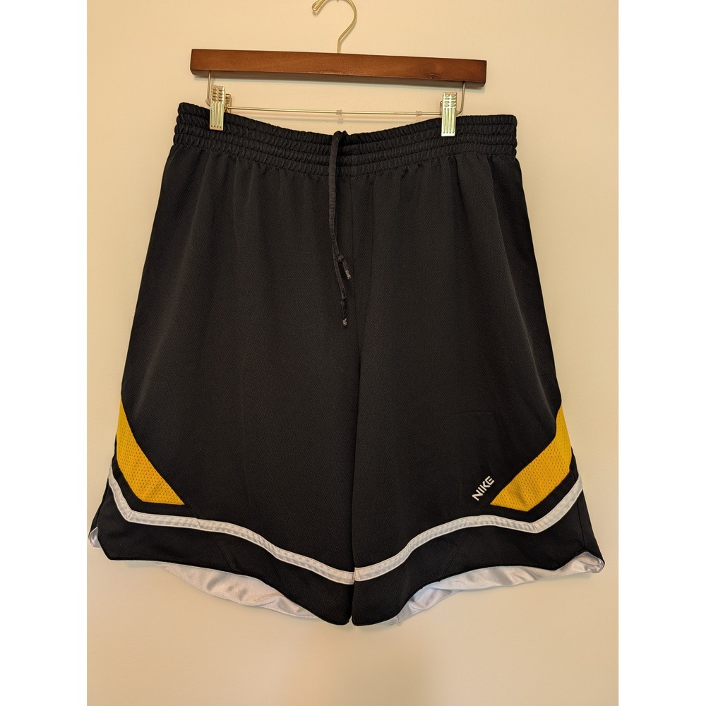 Vintage Nike Reversible Basketball Shorts Black Yellow Mens L (fits 33x9)